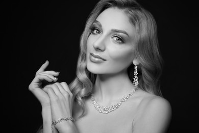 Image of Black-and-white portrait of beautiful young blond woman