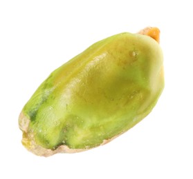 Photo of One peeled pistachio nut isolated on white