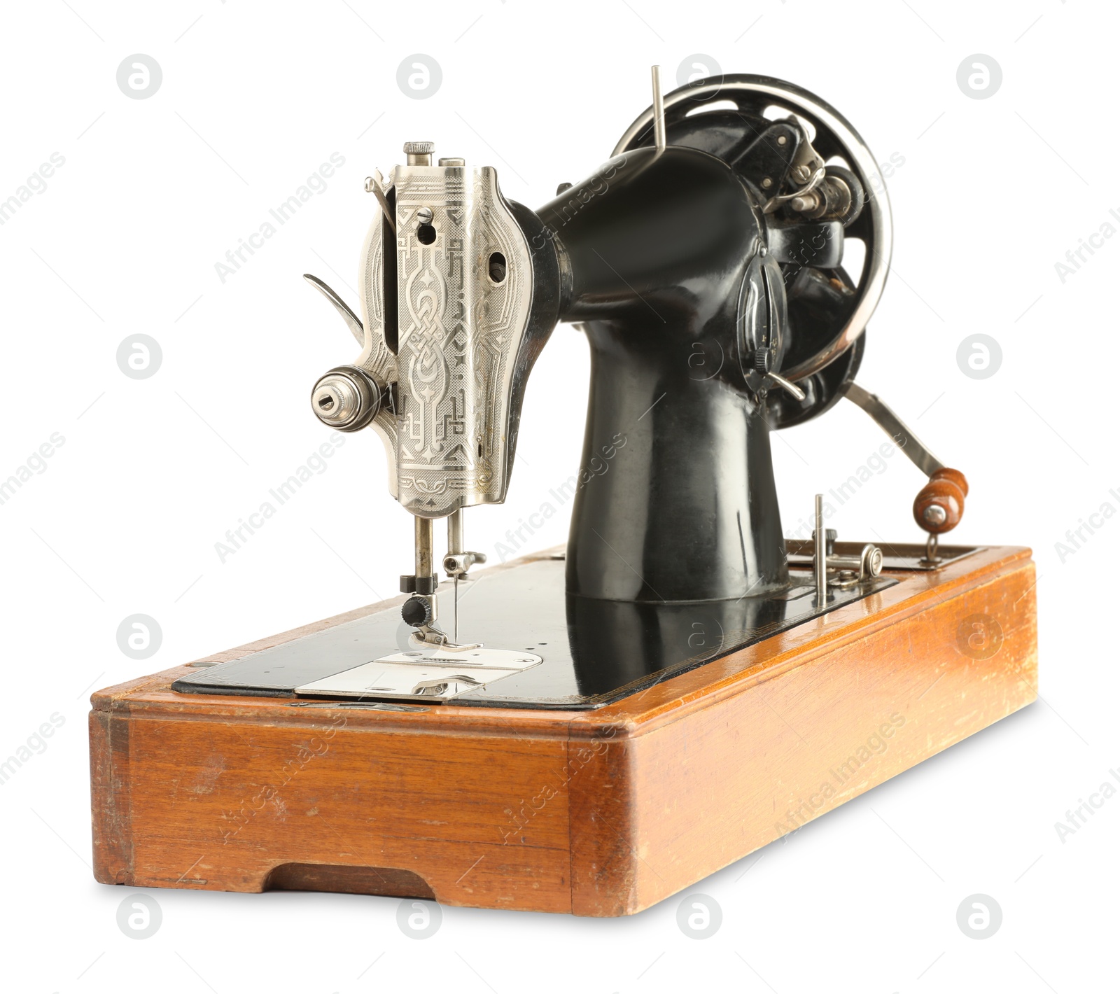 Photo of One vintage sewing machine isolated on white