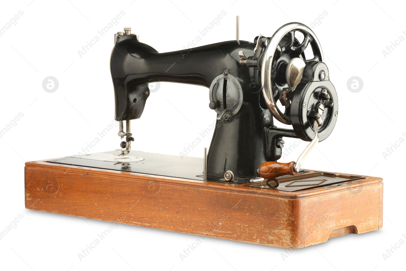 Photo of One vintage sewing machine isolated on white