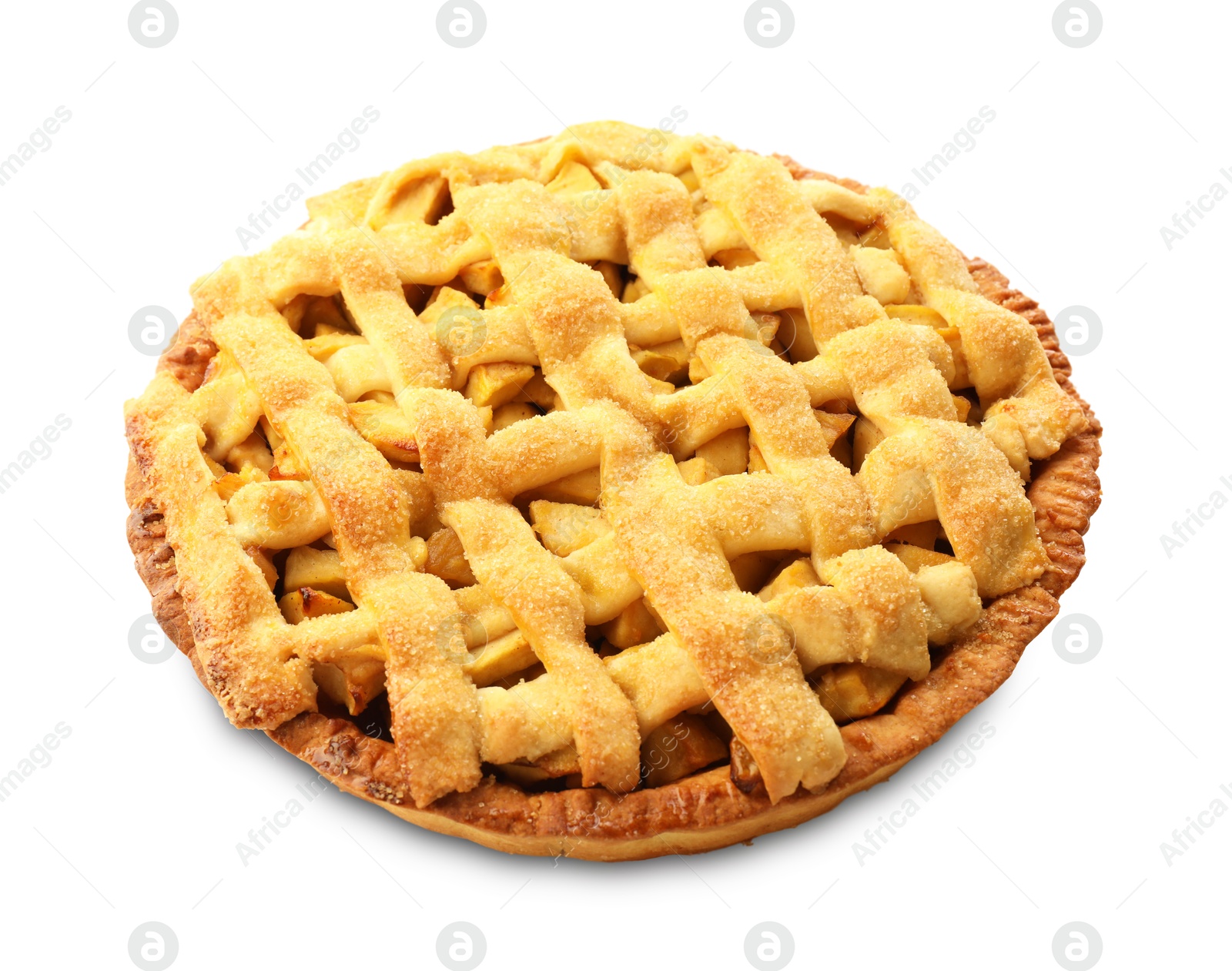 Photo of Tasty homemade apple pie isolated on white