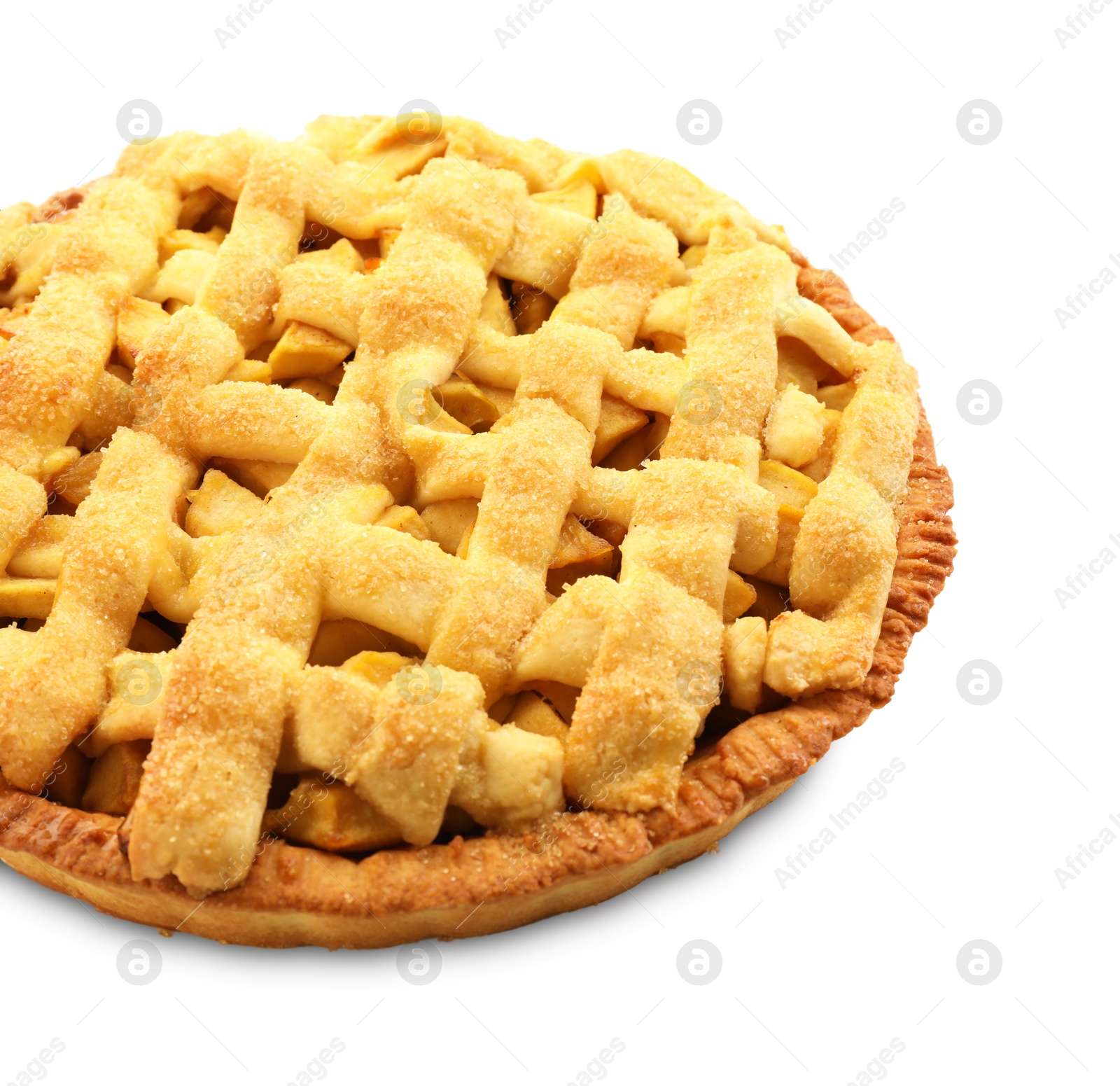 Photo of Tasty homemade apple pie isolated on white