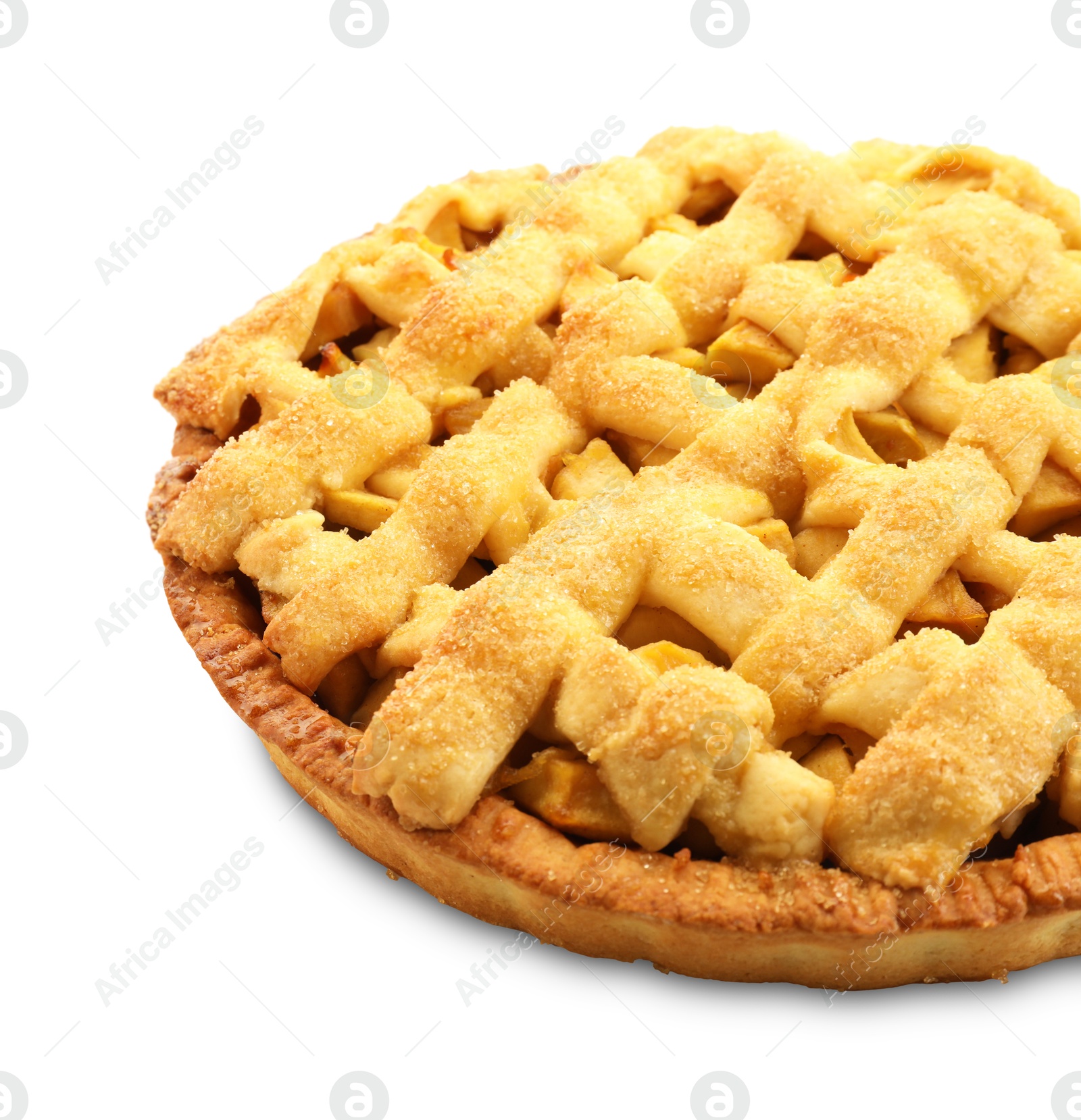 Photo of Tasty homemade apple pie isolated on white