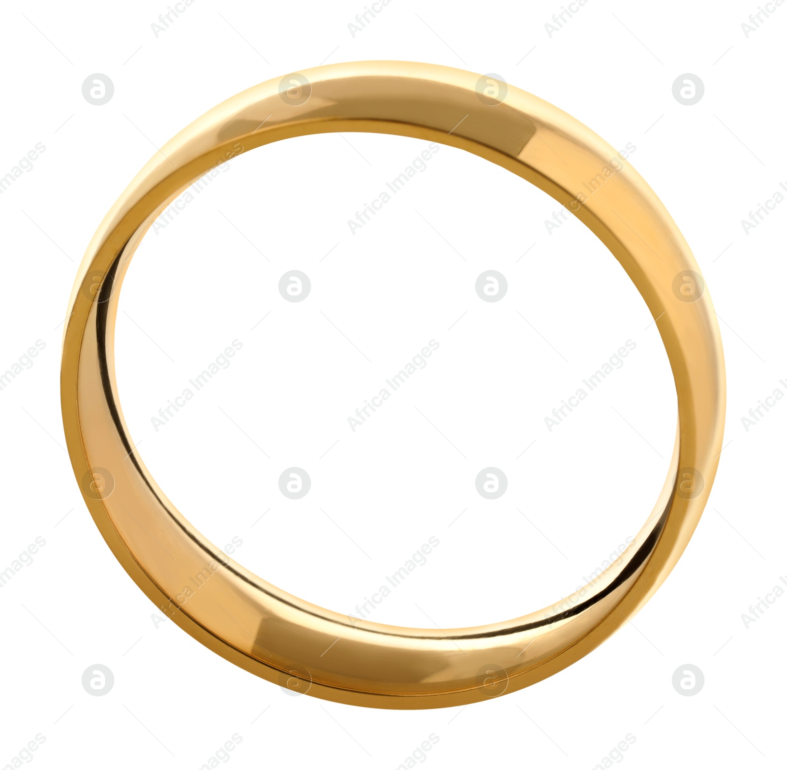 Photo of Beautiful golden wedding ring isolated on white