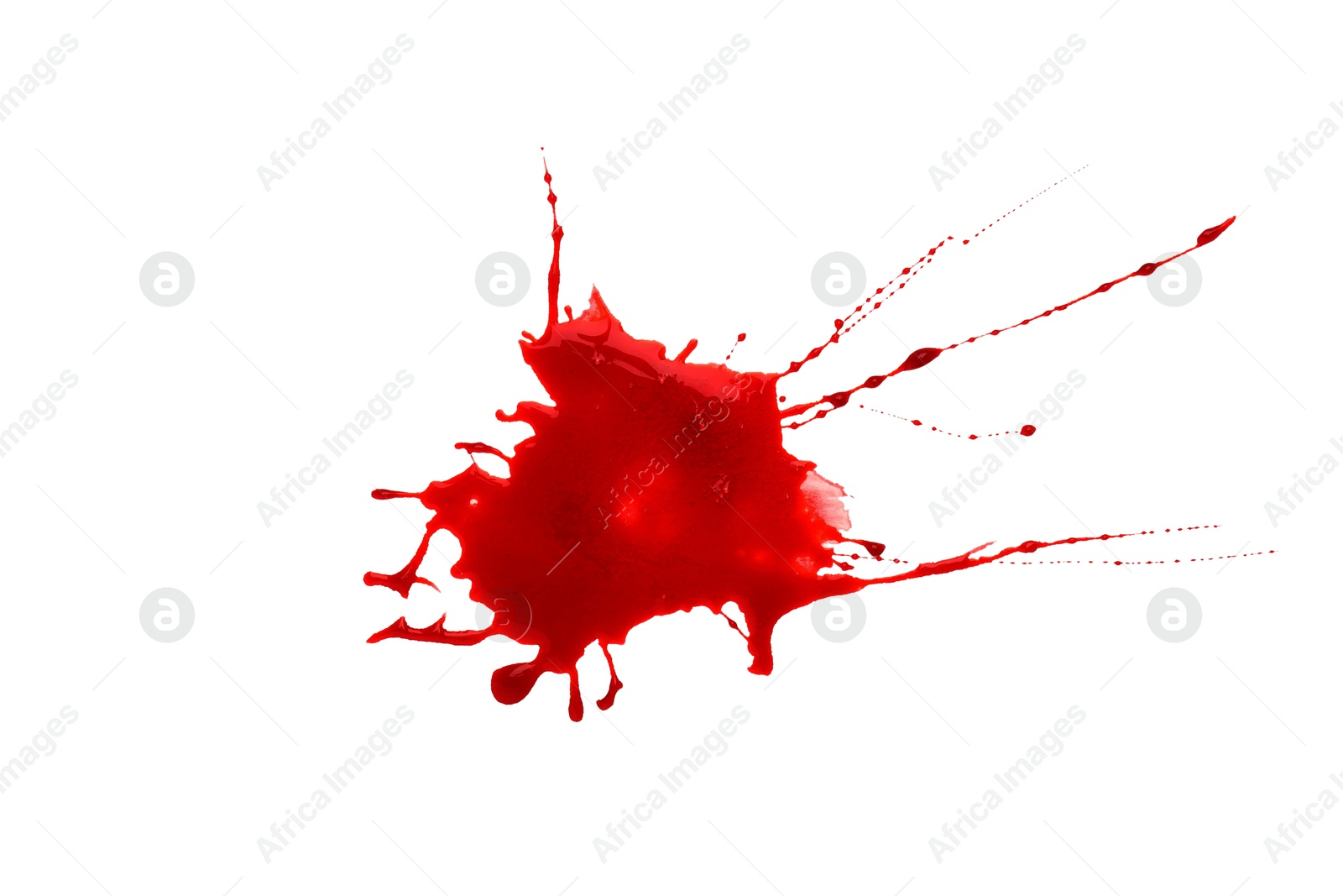 Photo of Splash of blood isolated on white, top view