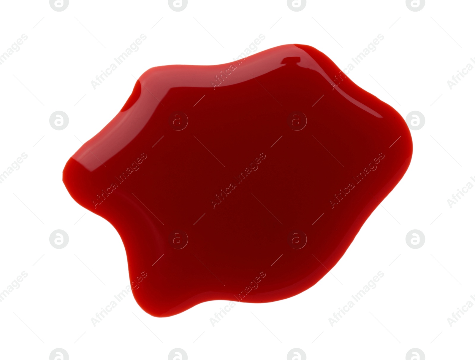 Photo of Stain of blood isolated on white, top view