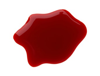 Photo of Stain of blood isolated on white, top view