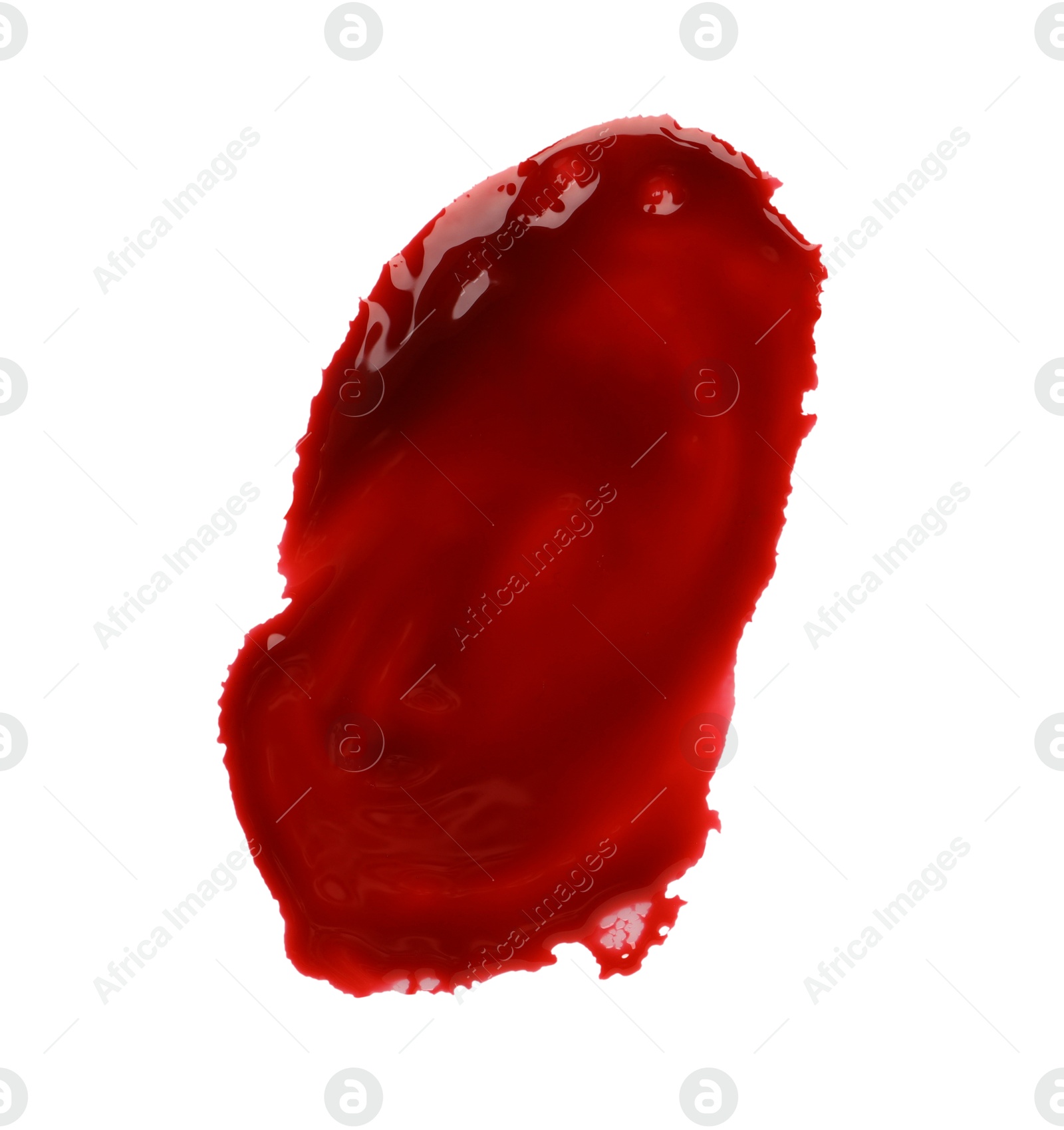 Photo of Stain of blood isolated on white, top view