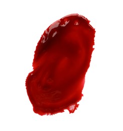 Photo of Stain of blood isolated on white, top view