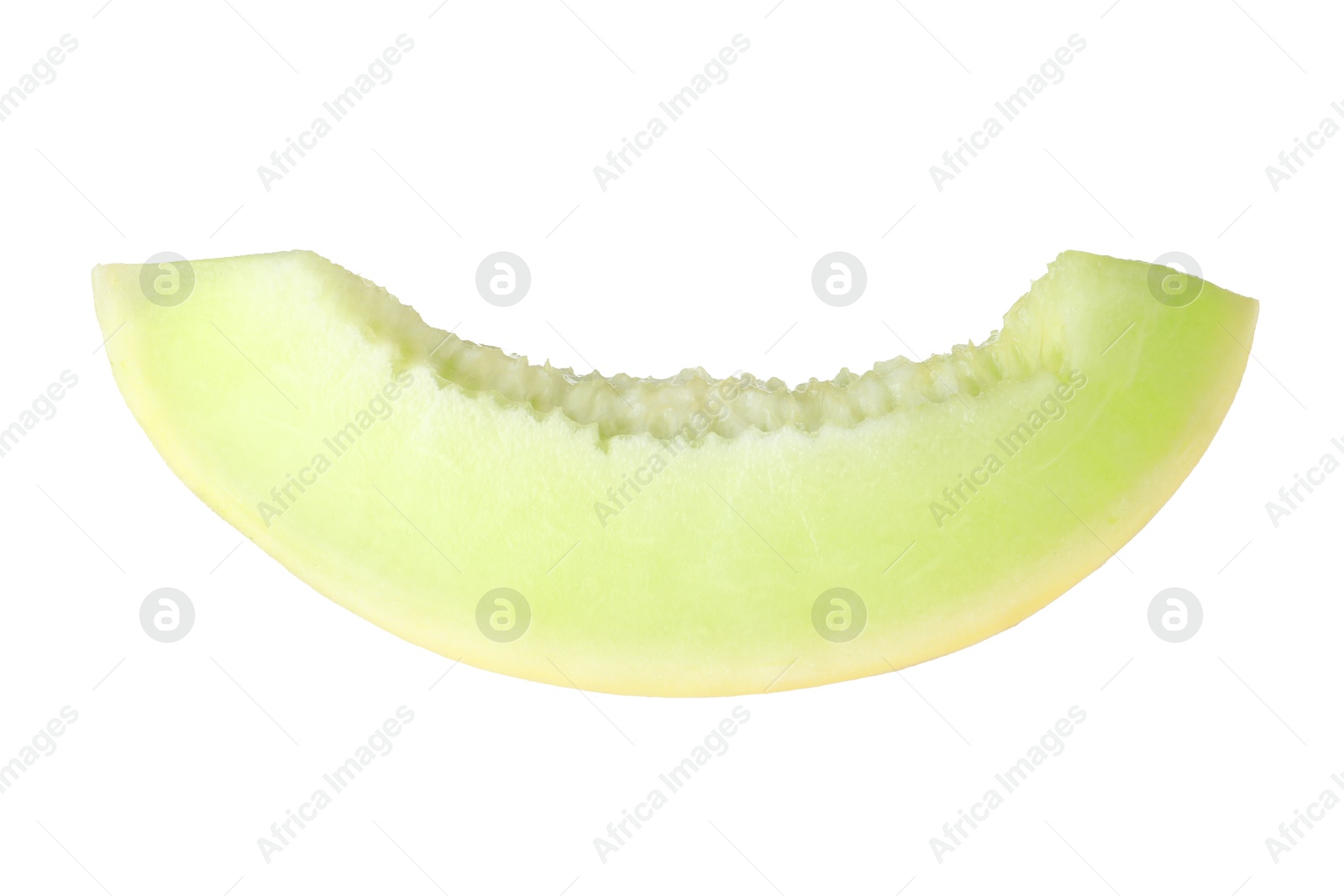 Photo of Slice of fresh honeydew melon isolated on white