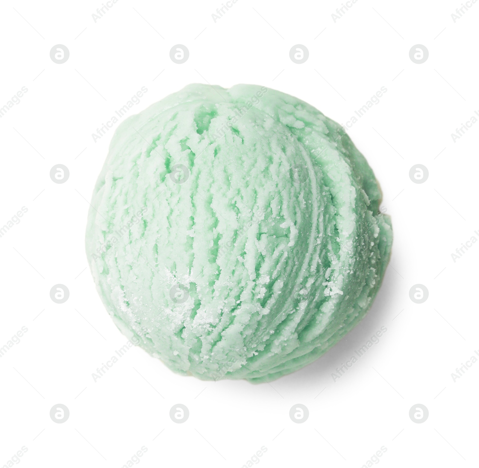 Image of Scoop of yummy ice cream isolated on white, top view