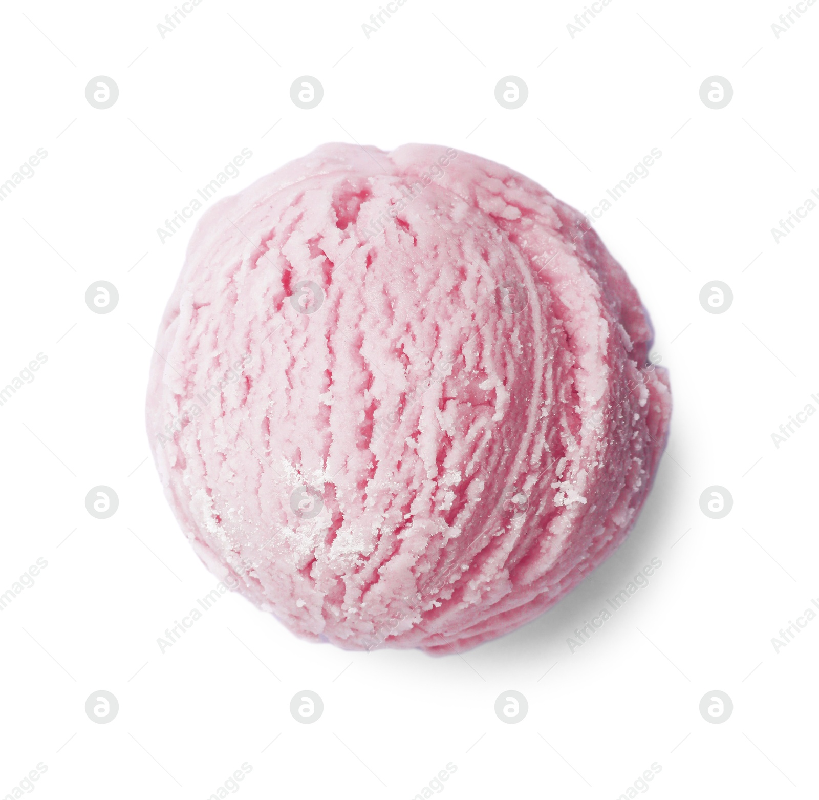 Image of Scoop of yummy ice cream isolated on white, top view