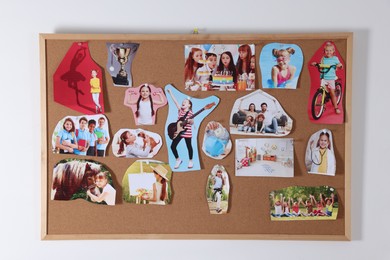 Photo of Vision board with different pictures on light background