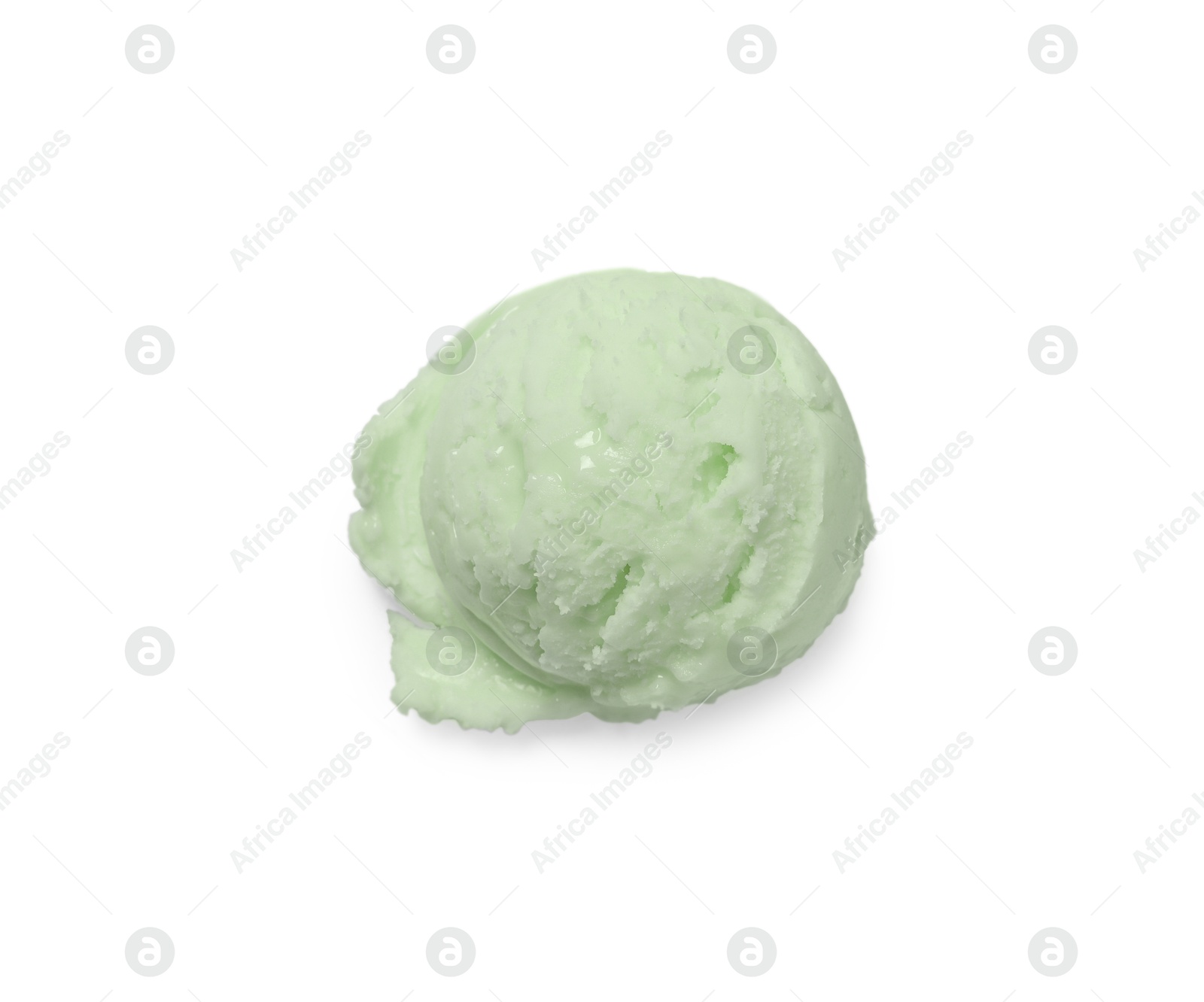 Image of Scoop of yummy ice cream isolated on white, top view