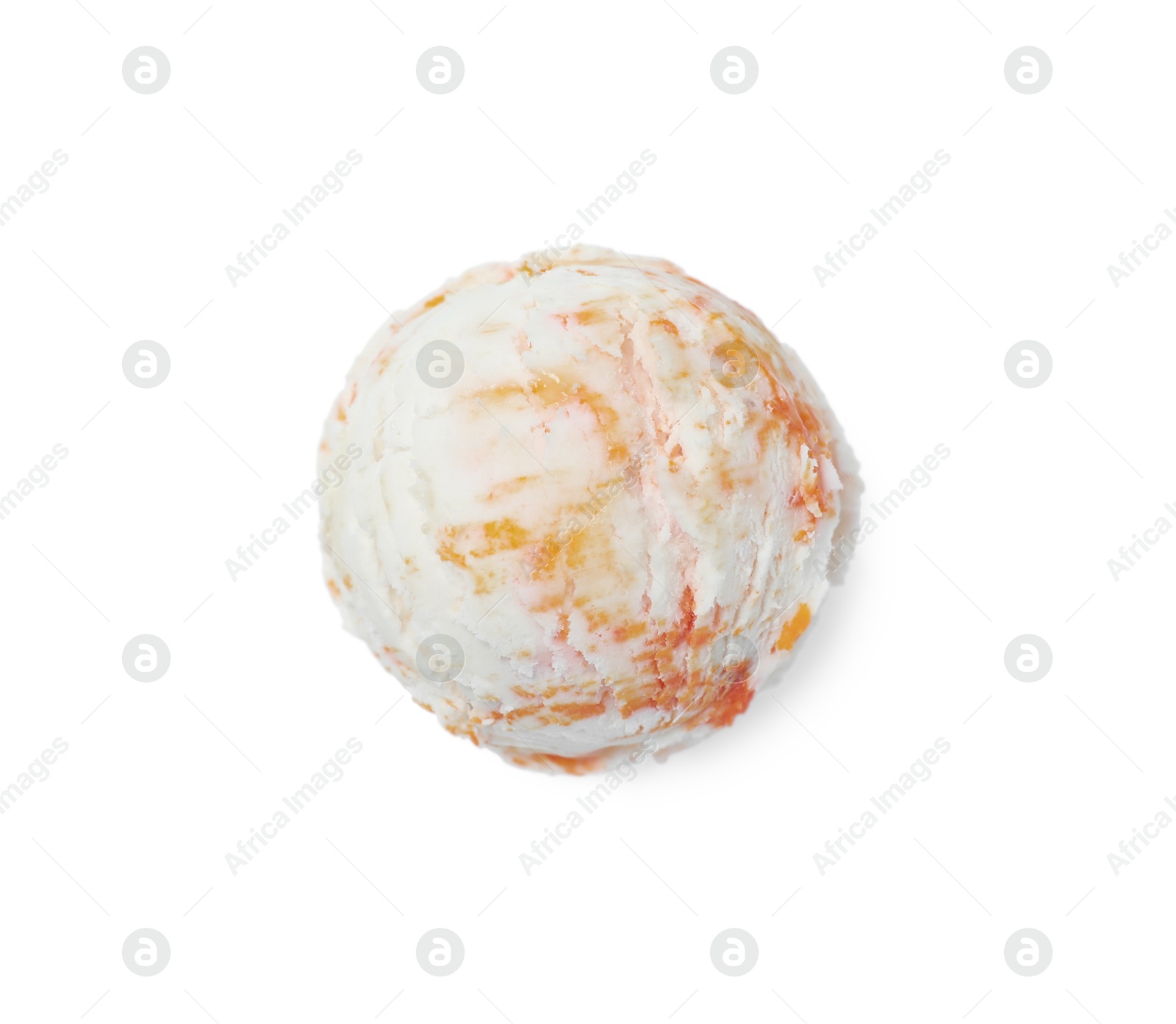 Image of Scoop of yummy ice cream isolated on white, top view