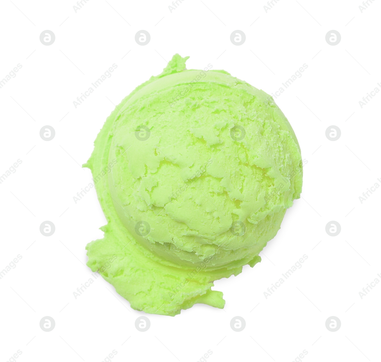 Image of Scoop of yummy ice cream isolated on white, top view