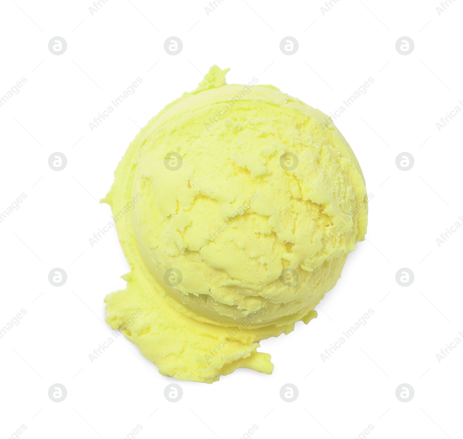 Image of Scoop of yummy ice cream isolated on white, top view