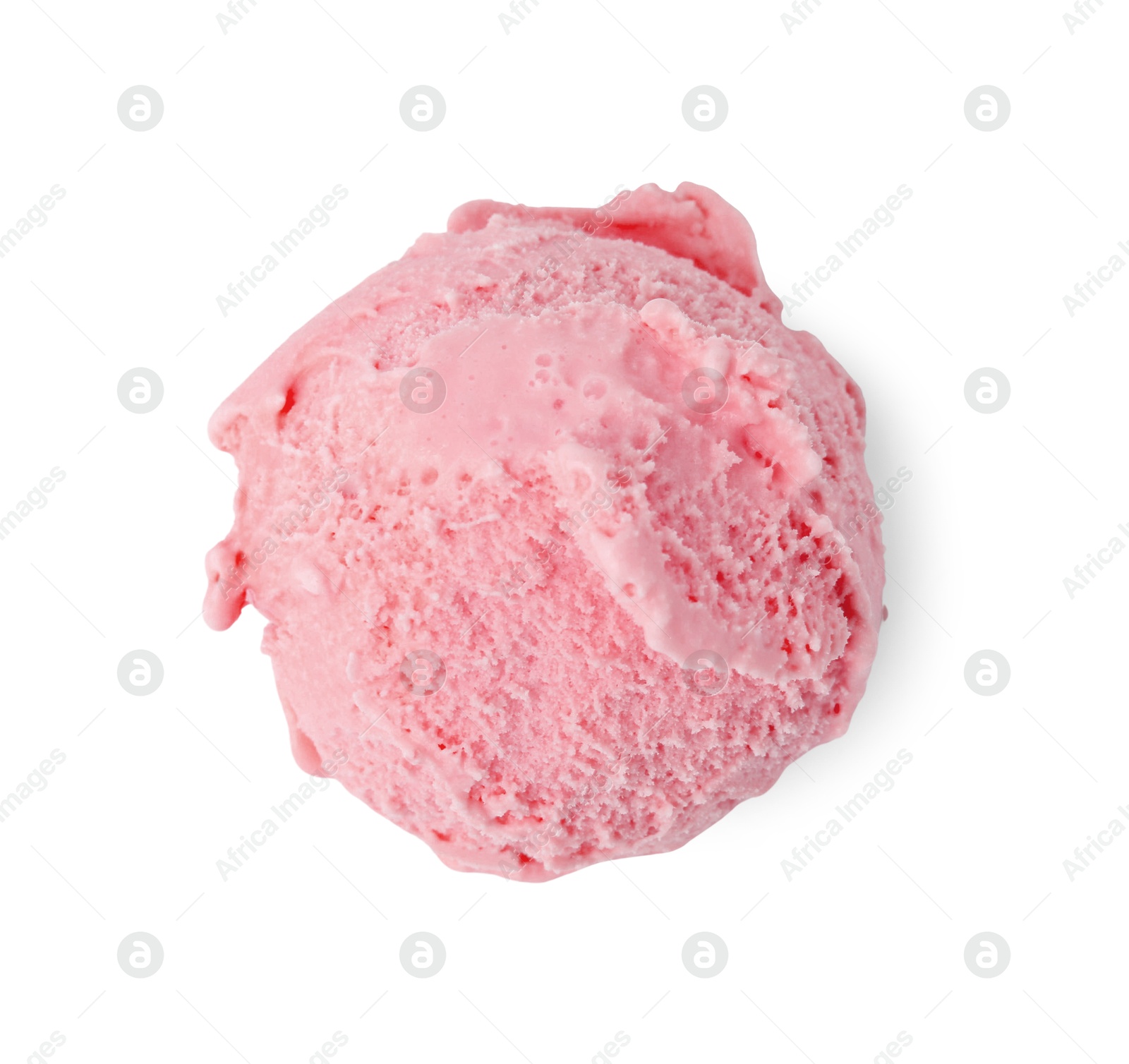 Image of Scoop of yummy ice cream isolated on white, top view