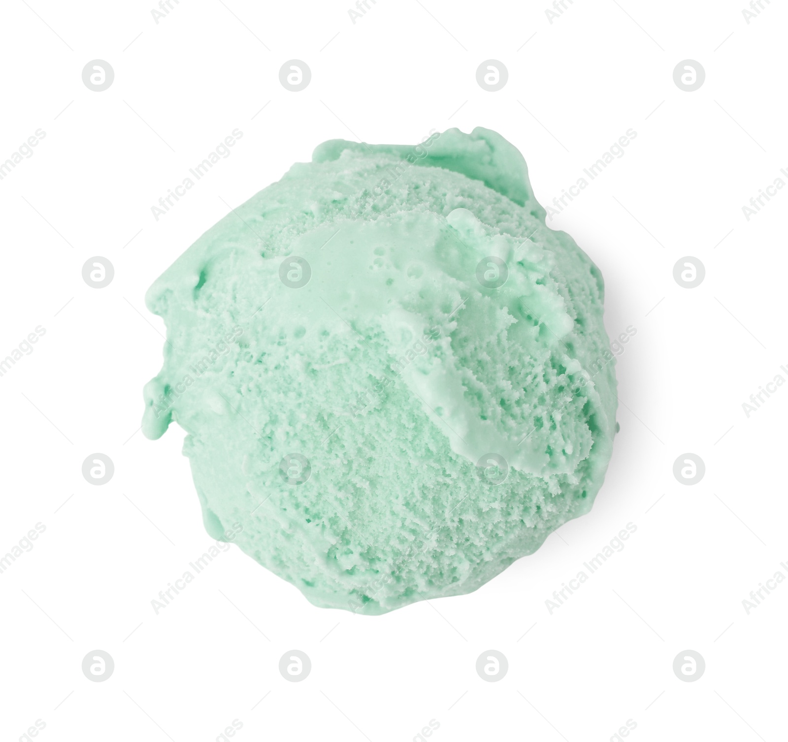 Image of Scoop of yummy ice cream isolated on white, top view