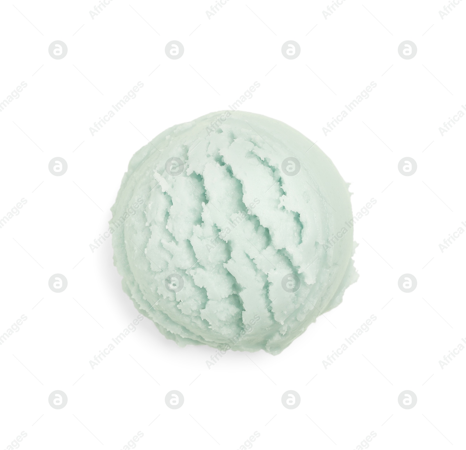 Image of Scoop of yummy ice cream isolated on white, top view