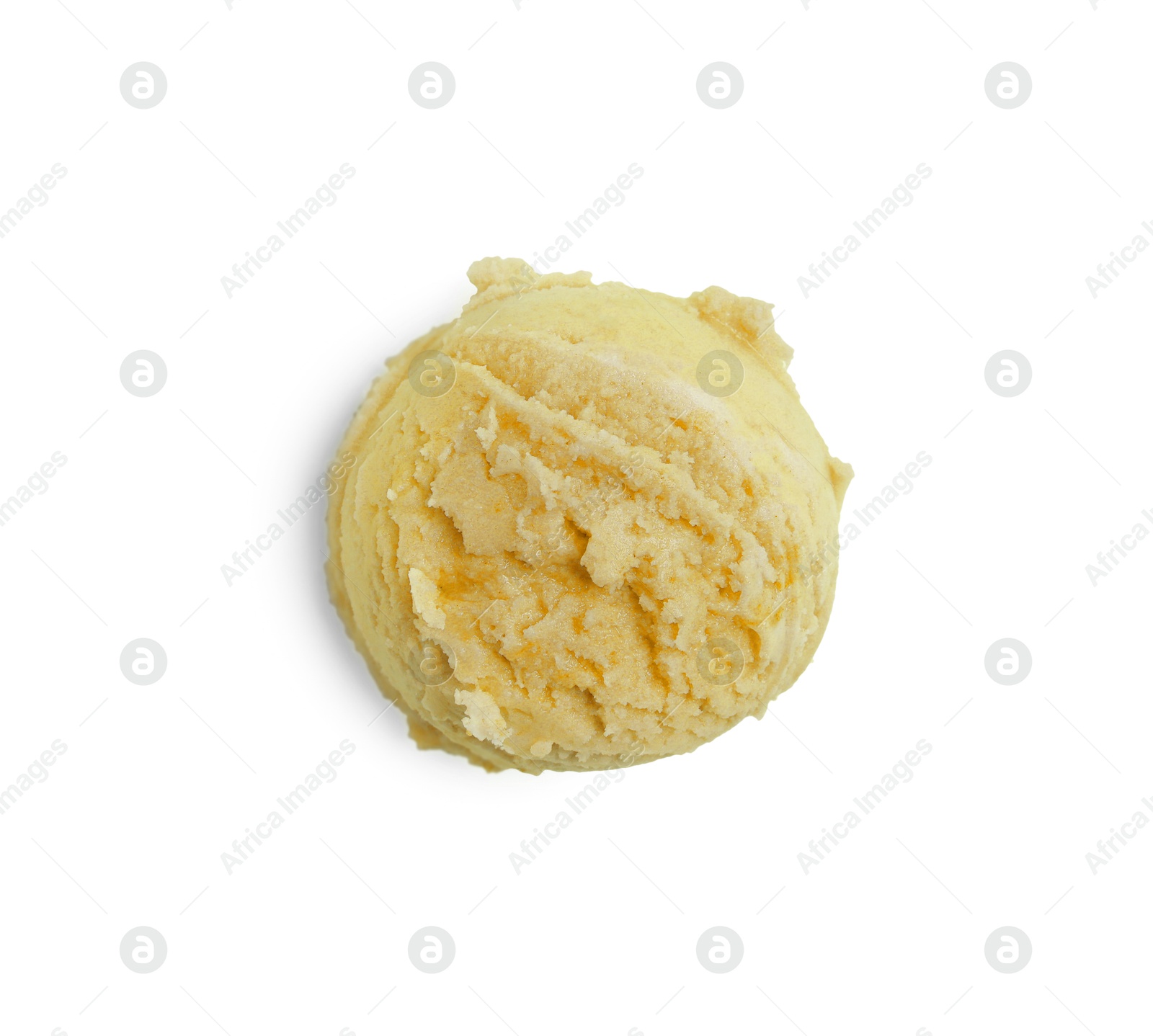 Image of Scoop of yummy ice cream isolated on white, top view