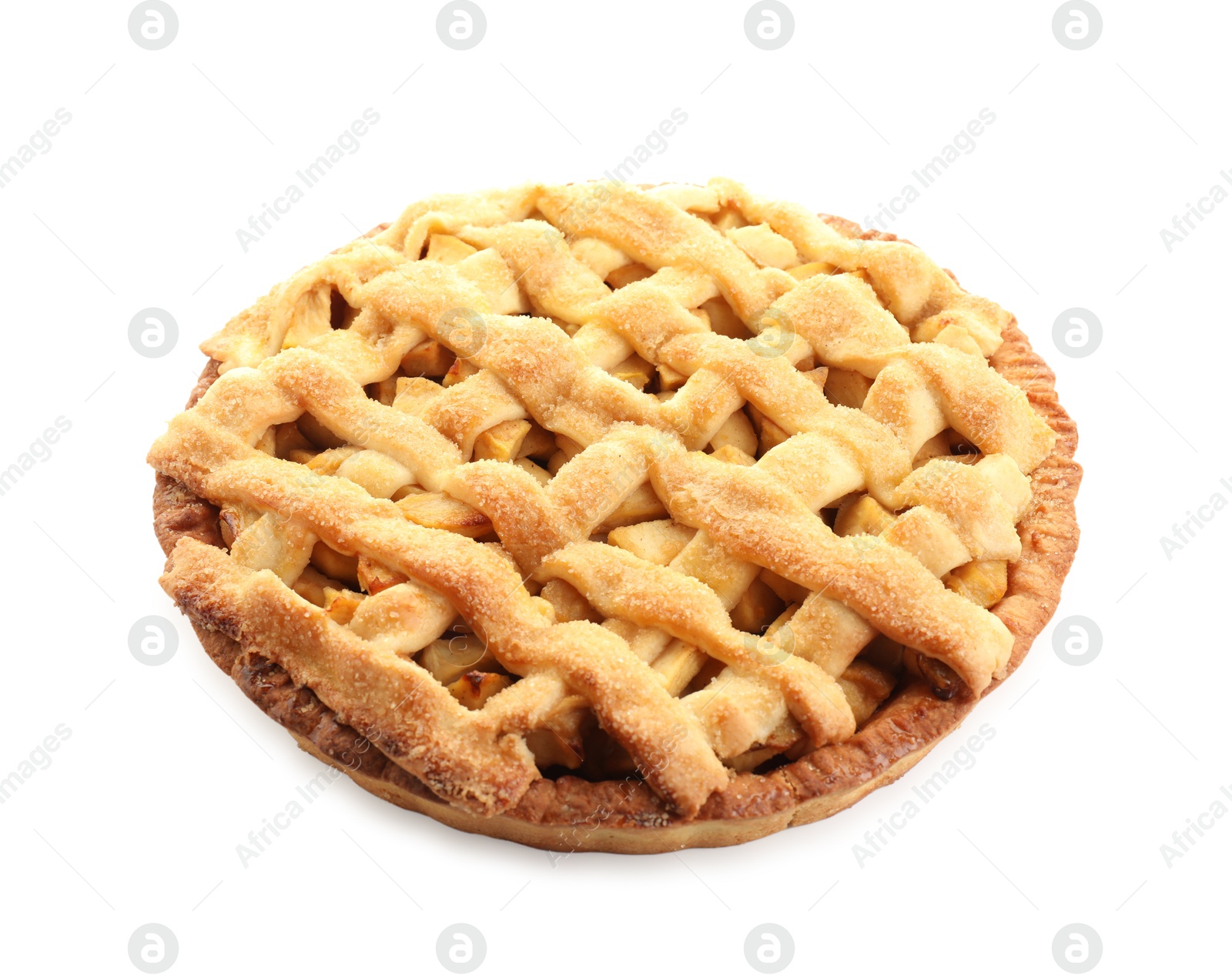 Photo of Tasty homemade apple pie isolated on white