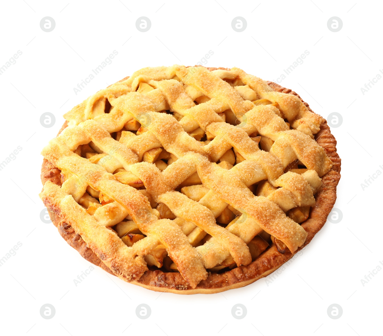 Photo of Tasty homemade apple pie isolated on white