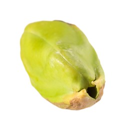 One peeled pistachio nut isolated on white