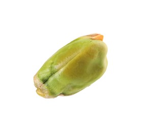 One peeled pistachio nut isolated on white