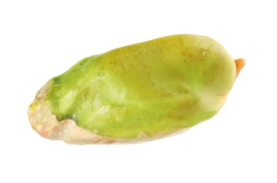 One peeled pistachio nut isolated on white