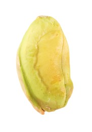 One peeled pistachio nut isolated on white