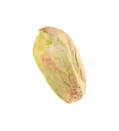 One peeled pistachio nut isolated on white