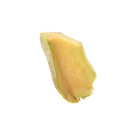 Photo of Half of peeled pistachio nut isolated on white