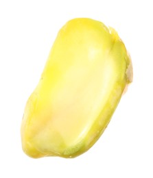 Photo of Half of peeled pistachio nut isolated on white