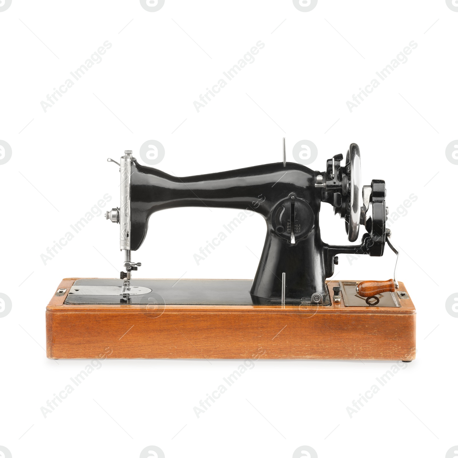 Photo of One vintage sewing machine isolated on white