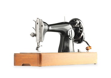 Photo of One vintage sewing machine isolated on white