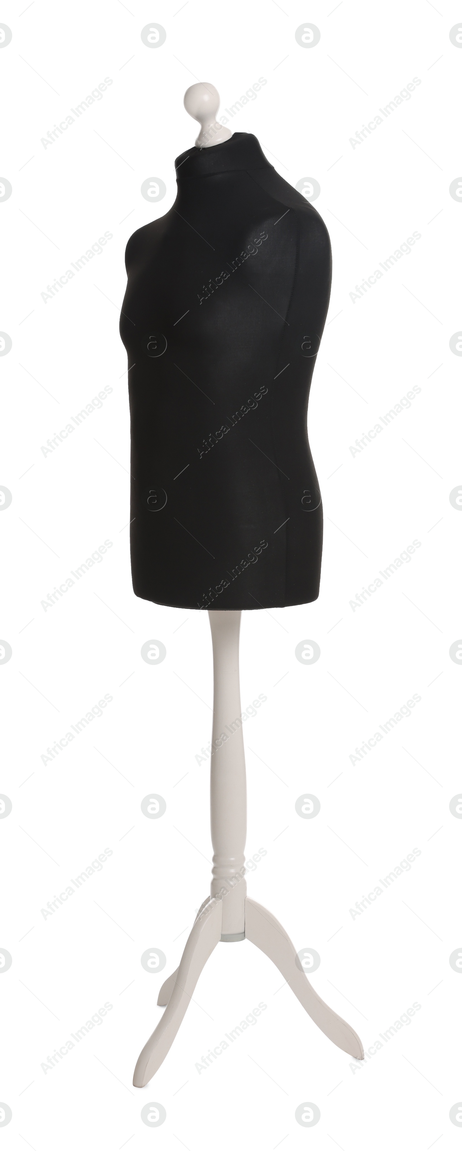 Photo of Black mannequin isolated on white. Fashion designer`s equipment