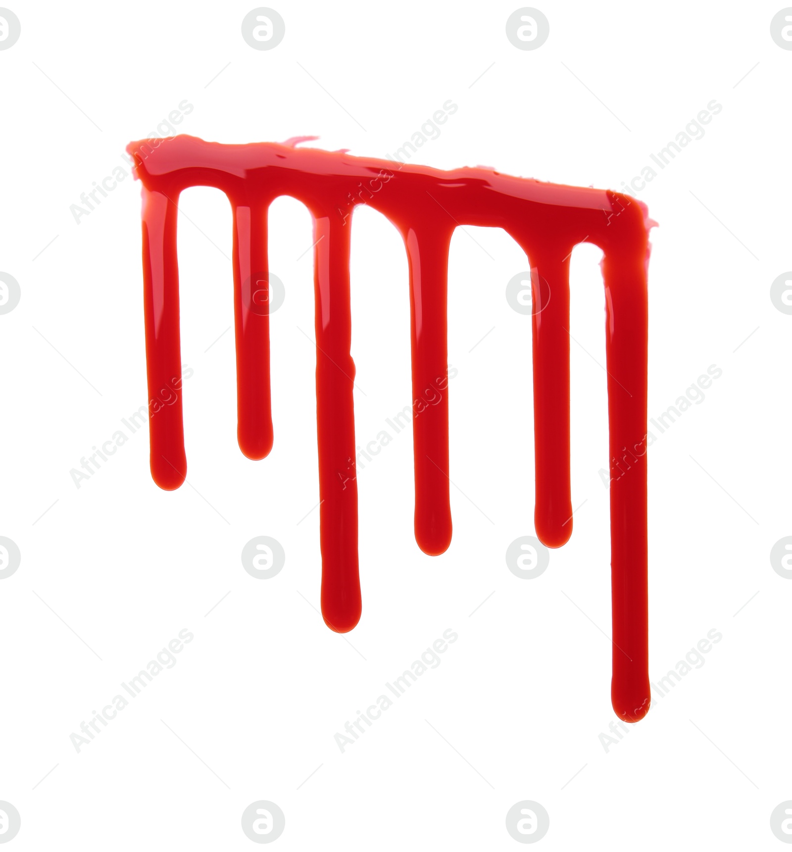 Photo of Leaking red blood stain isolated on white