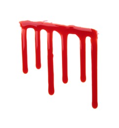 Photo of Leaking red blood stain isolated on white