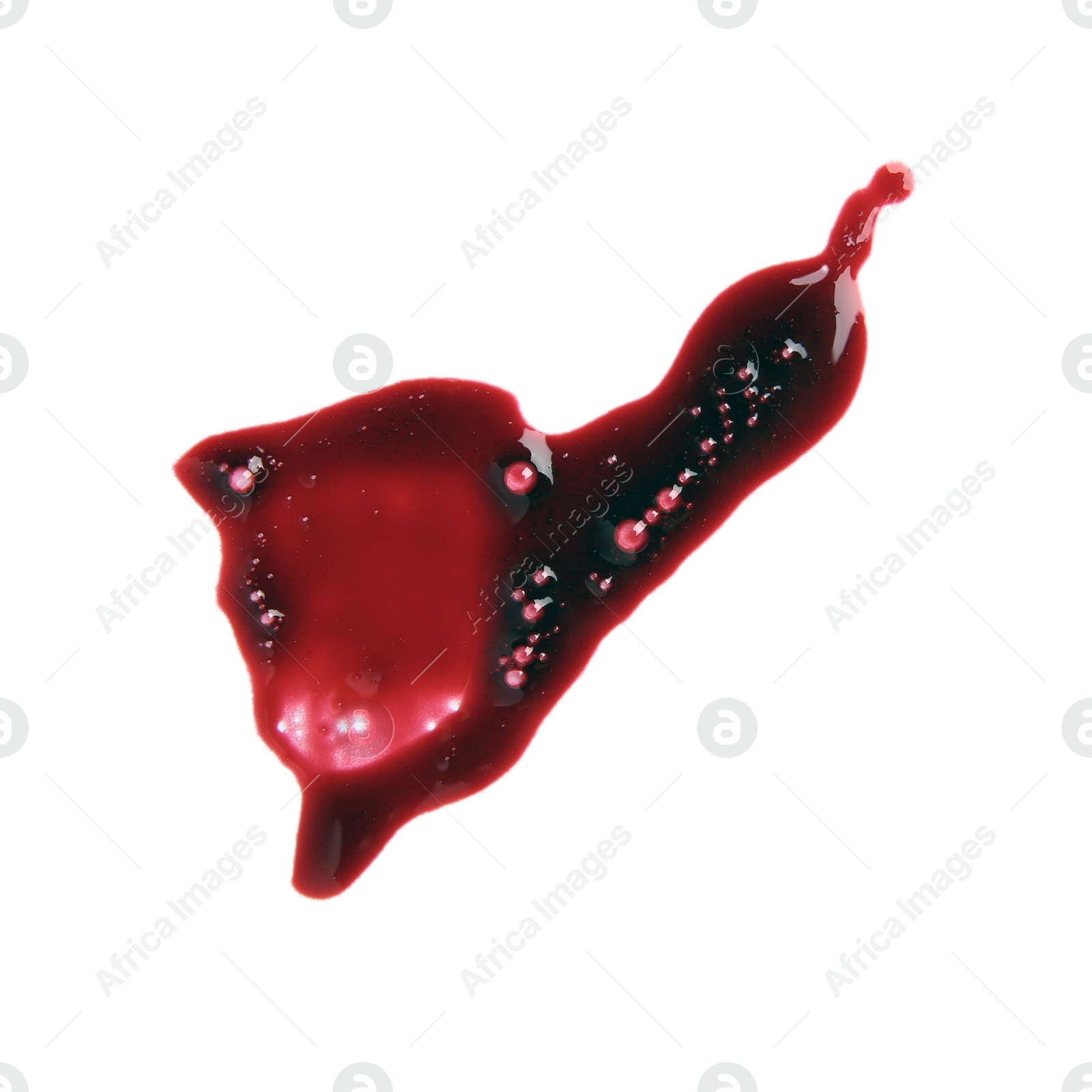 Photo of Stain of blood isolated on white, top view