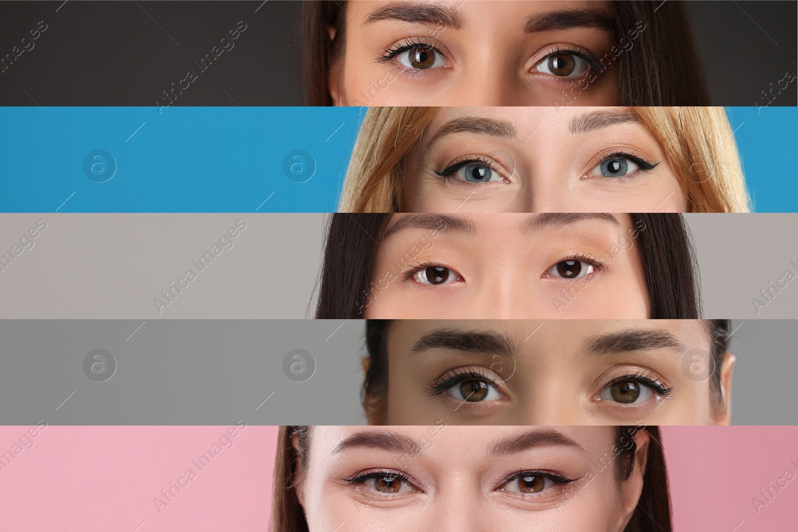 Image of Different women with beautiful eyes, collage of cropped photos