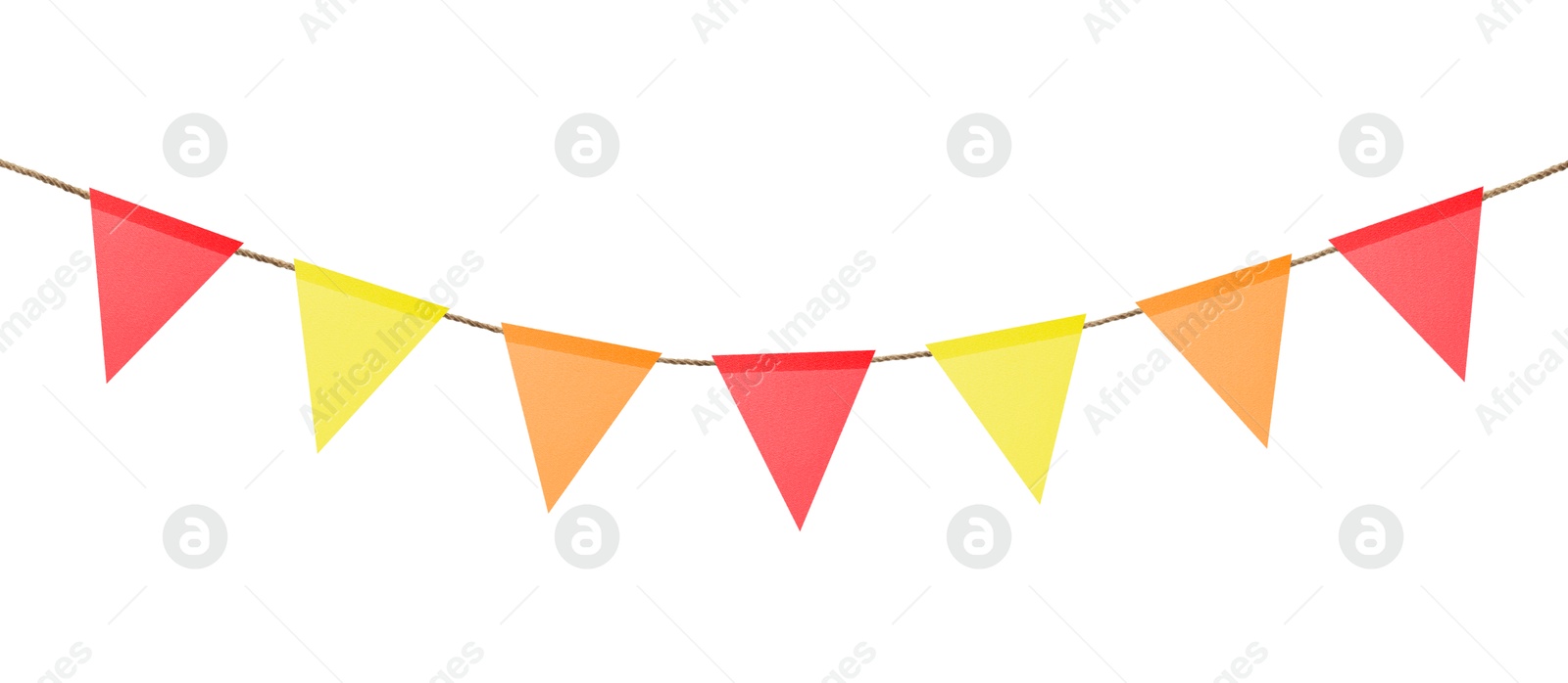 Image of Bright flags on white background. Party decoration