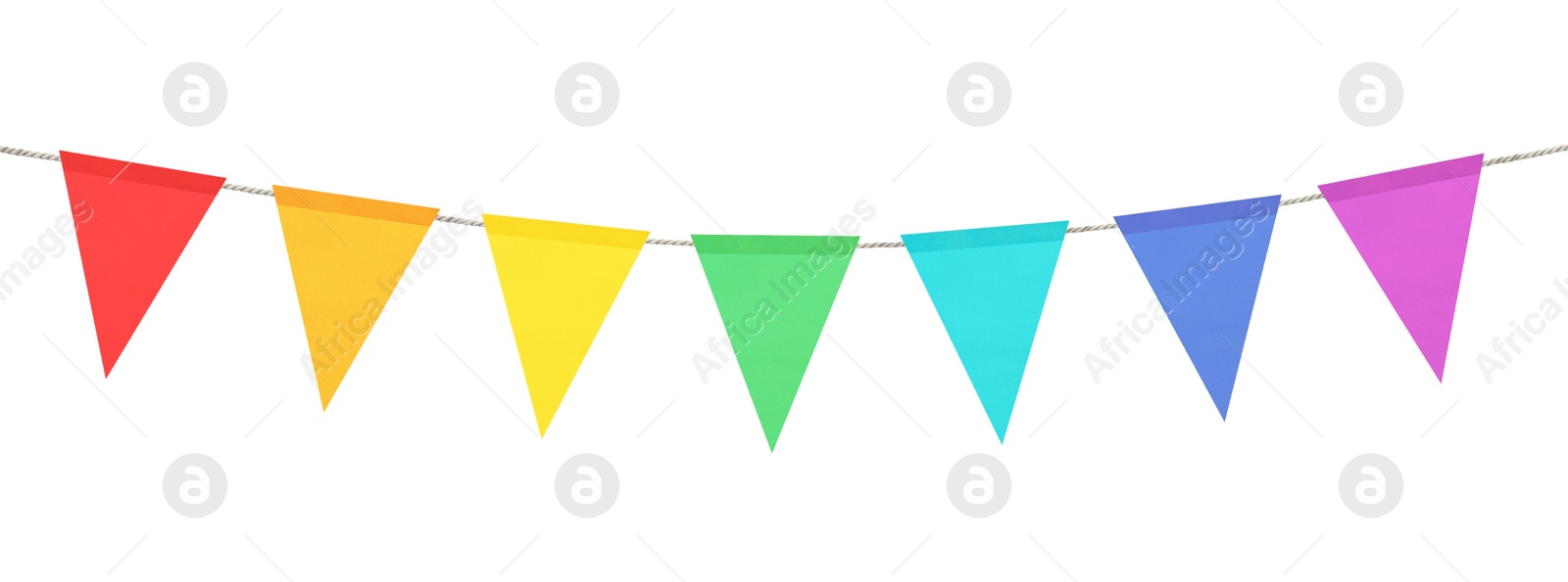 Image of Bright flags on white background. Party decoration