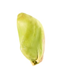 One peeled pistachio nut isolated on white