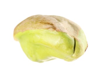 One peeled pistachio nut isolated on white