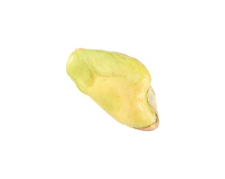 Photo of One peeled pistachio nut isolated on white