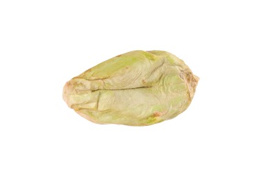 One peeled pistachio nut isolated on white