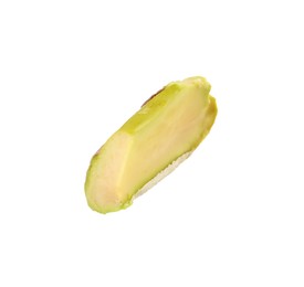 Photo of Half of peeled pistachio nut isolated on white