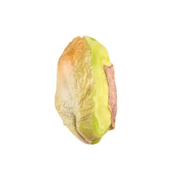 Photo of One peeled pistachio nut isolated on white