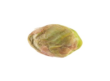 Photo of One peeled pistachio nut isolated on white